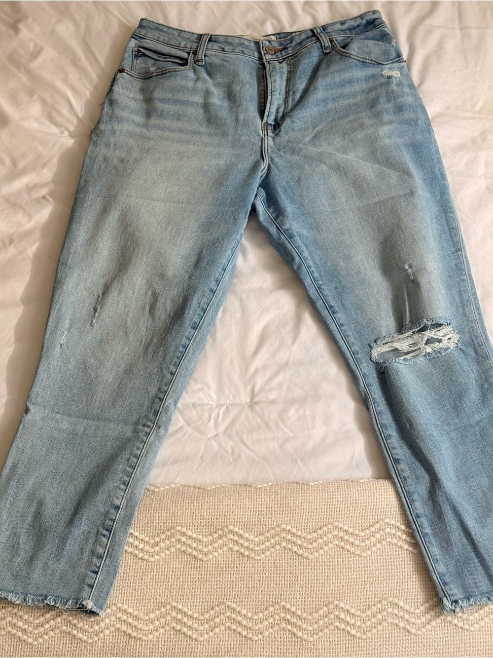 Abercrombie & Fitch Light Blue Distressed Boyfriend Jeans